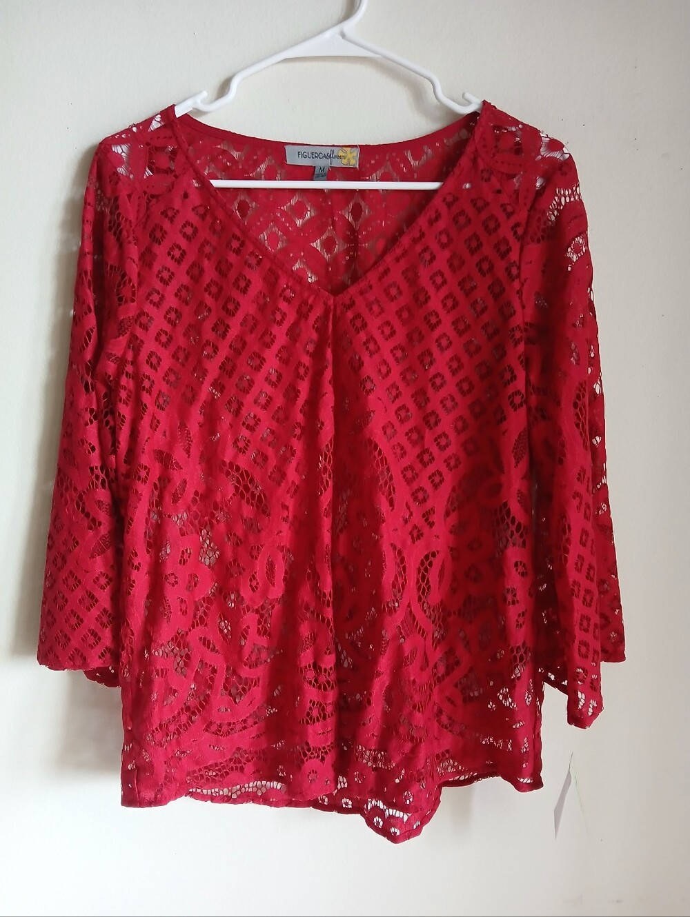 Figueroa & Flower Red Lace Blouse Size Medium NWT